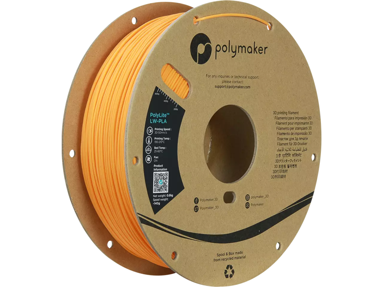 Polymaker 3D filament PolyLite LW-PLA