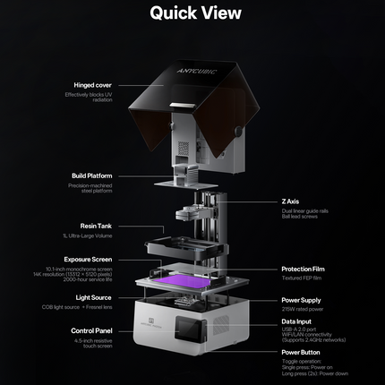 Anycubic Photon P1 – 14K Resin 3D Printer met LighTurbo 4.0, 10.1" MSLA-scherm, 223x126x230mm