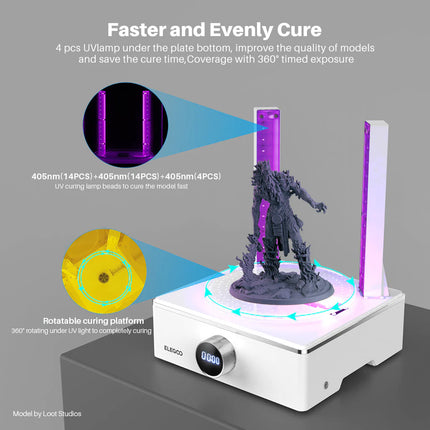 Elegoo Mercury XS Wash & Cure Bundle – Was- en Uithardstation voor Resin 3D Printers, 7000ml, met Handlamp