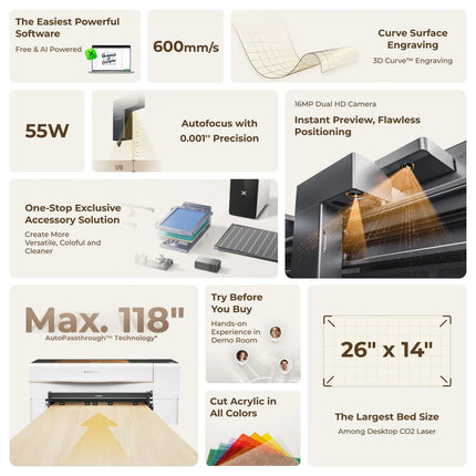 xTool P2S 55W - CO2 Desktop Laser Cutter Class 4