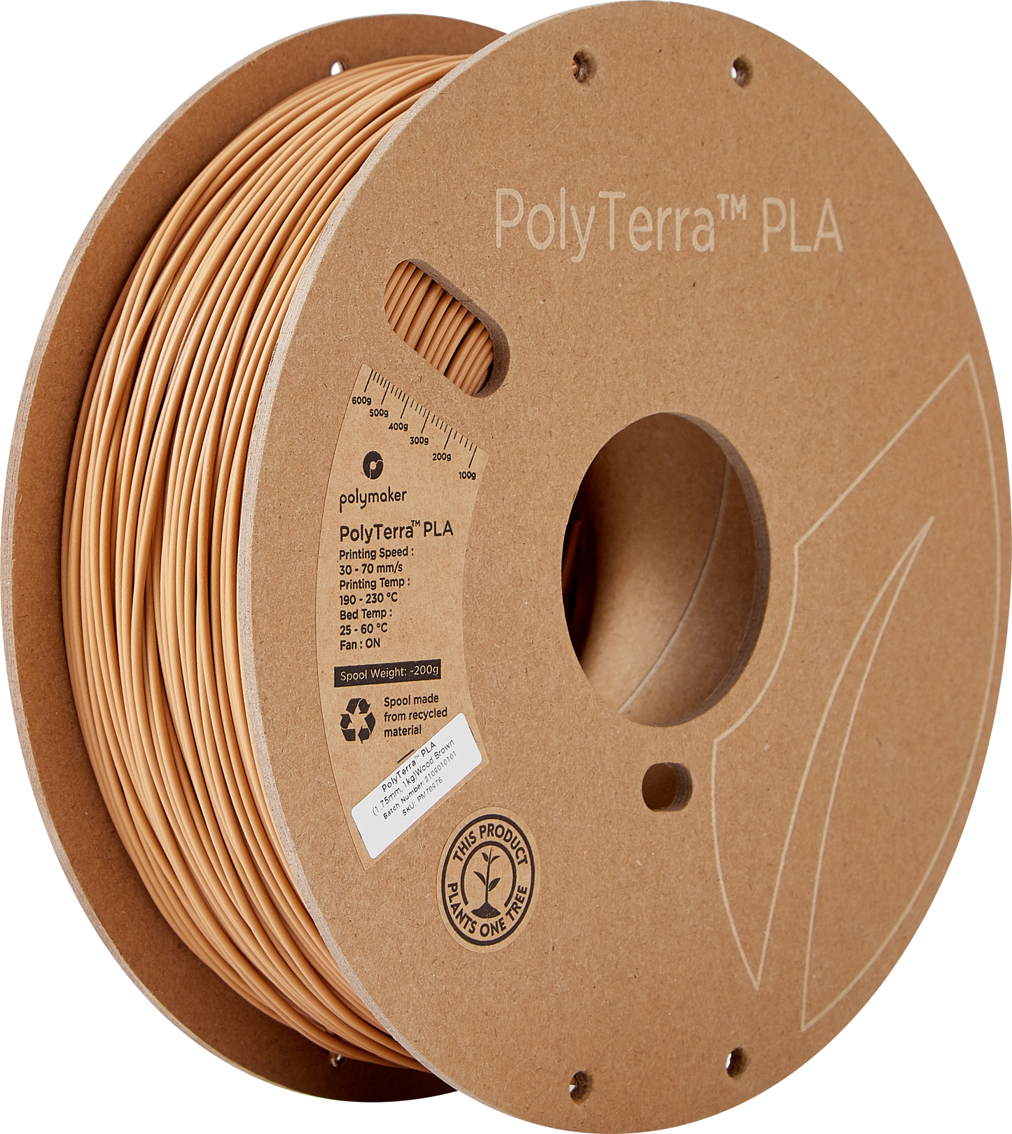 Polymaker PolyTerra PLA Wood Brown, 1.75 mm, 1000 gr