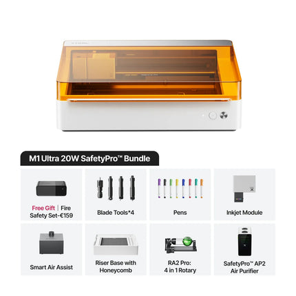 xTool M1 Ultra 20W laser cutter engraver SafetyPro Bundle